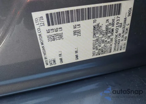 2017 Nissan Maxima 3.5 Sv from USA, damaged, VIN 1N4AA6AP2HC401937